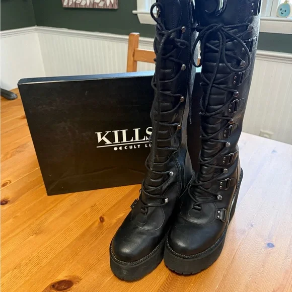 Killstar Selene Lace-Up Boots Size 9 - Picture 4 of 7